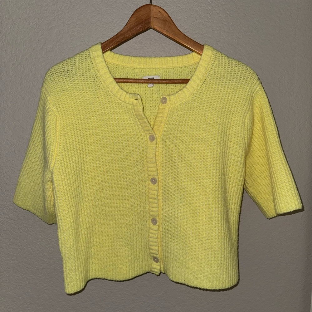 Aerie Yellow Button-Up Cardigan
